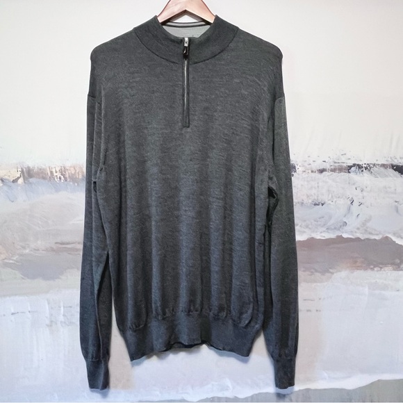 PETER MILLAR Men's XL Merino Wool Silk Sweater 1/4 Zip Knit Pullover GOLF Gray - Picture 1 of 16